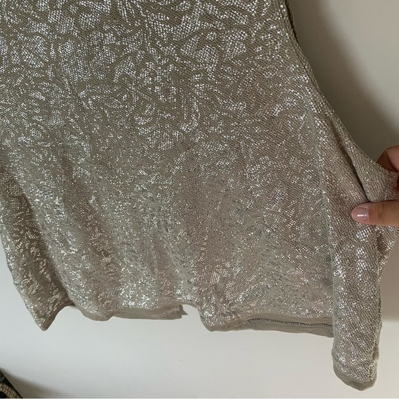 Free People Women’s Knit Metallic Tank Top Button Slit Back Size Large - Picture 2 of 6